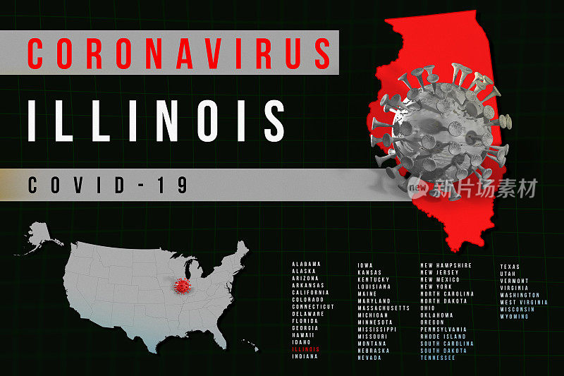 美国伊利诺伊州-冠状病毒- COVID-19地图